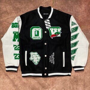 Off-White Black And White Embroidered Baseball Jacket